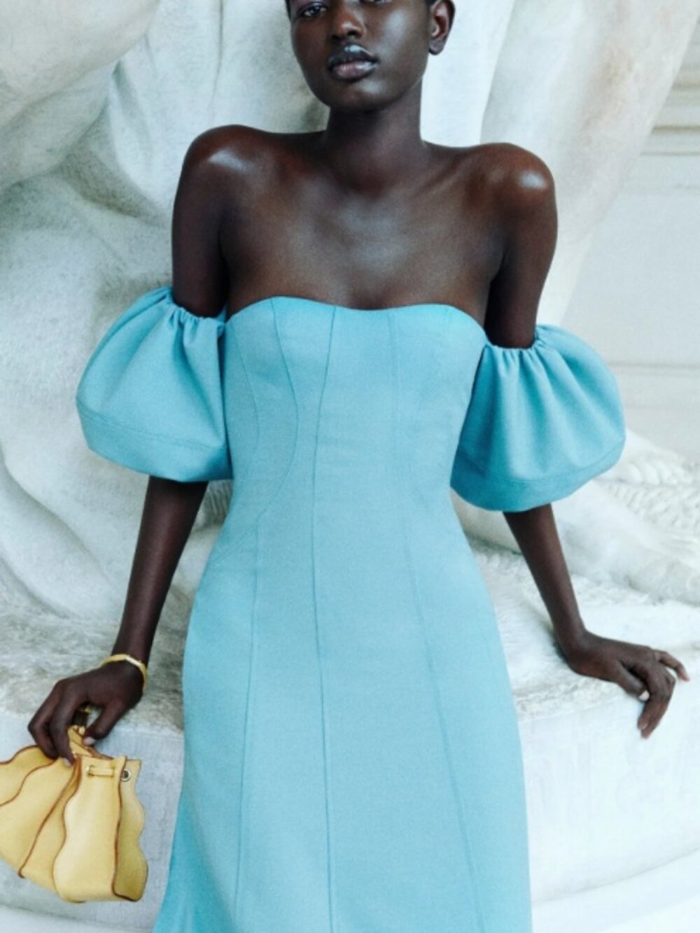 NWOT ULLA JOHNSON Nina Twill Midi Dress in Ocean M $1,150